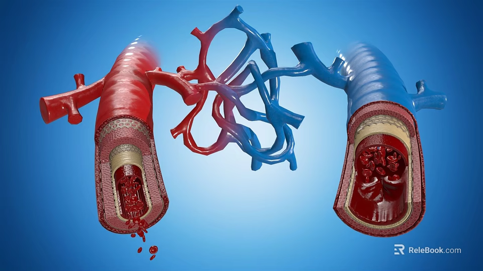 Medical Device For 3D Vascular Anatomy Visualization With Internal Thrombus And Blood Flow Structure 3d model 