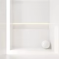 Minimalist White Interior With Tiled Wall Horizontal Light Strip And White Sphere 3d model