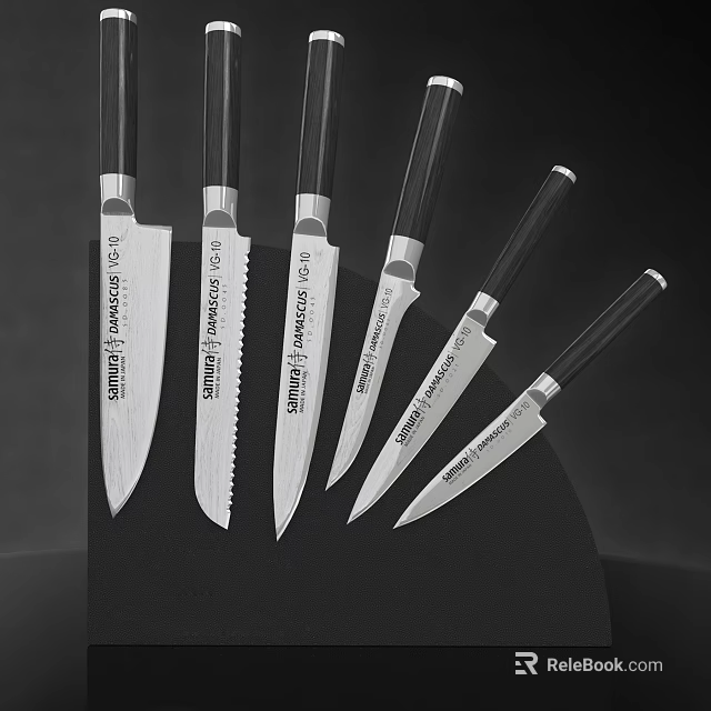 High Quality Kitchen Knife Set With Various Blade Types And Ergonomic Handles 3d model