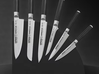 High Quality Kitchen Knife Set With Various Blade Types And Ergonomic Handles 3d model