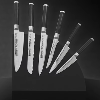 High Quality Kitchen Knife Set With Various Blade Types And Ergonomic Handles 3d model