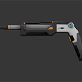 Futuristic Sci-Fi Weapon Modern Metallic Pistol With Orange Accents And Ergonomic Design