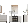 Modern Entryway Console Tables And Side Cabinets With Glass Doors Drawers And Decorative Plants