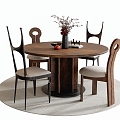 Middle Ancient Dining Table and Chair Combination Dining Chair Dining Table Round Carpet 3d model