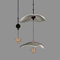 Elegant Modern Chandelier with Sleek Metallic Curved Panels and Floating Illuminated Design