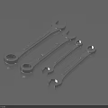Silver Metal Hardware Tools Set Featuring Various Size Open End And Box End Wrenches 3d model