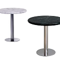 Two Round Top Marble Side Tables With Silver Metal Legs 3d model