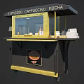 Mobile Commercial Coffee Kiosk With Espresso Cappuccino Machine Cash Register And Hot Sign