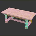 Rustic Wooden Coffee Table With Rectangular Natural Wood Top And Carved Legs For Living Room