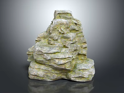 Rustic Stacked Stone Formation With Natural Rough Texture And Mossy Patches For Decorative Use 3d model