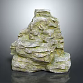 Rustic Stacked Stone Formation With Natural Rough Texture And Mossy Patches For Decorative Use