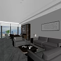 Modern Office Interior Design With Spacious Layout Sofa Work Desk Bookshelf And Potted Plant