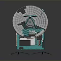 Large Satellite Dish Antenna With White Teal Structure And Base Stand 3d model