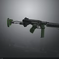 Modern Tactical Weapon Assault Rifle With Green Grip Black Body And Magazine