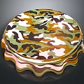 Camouflage Pattern Round Decorative Object With Wavy Pink Brown Edges 3d model