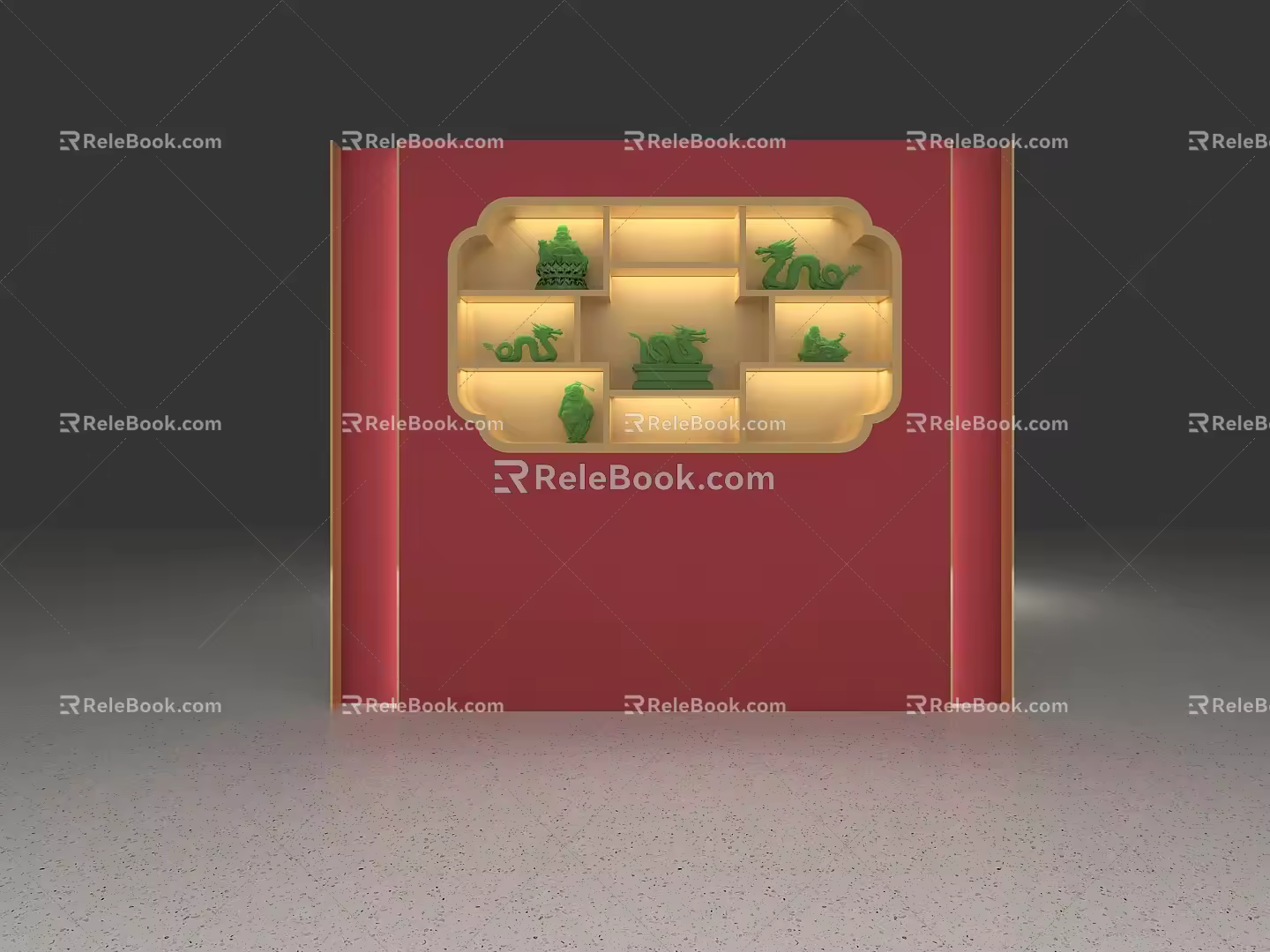 Window Display Wall Jewelry Display Window Jade Display Wall Jade Ornaments Jade Ornaments Dragon 3d model