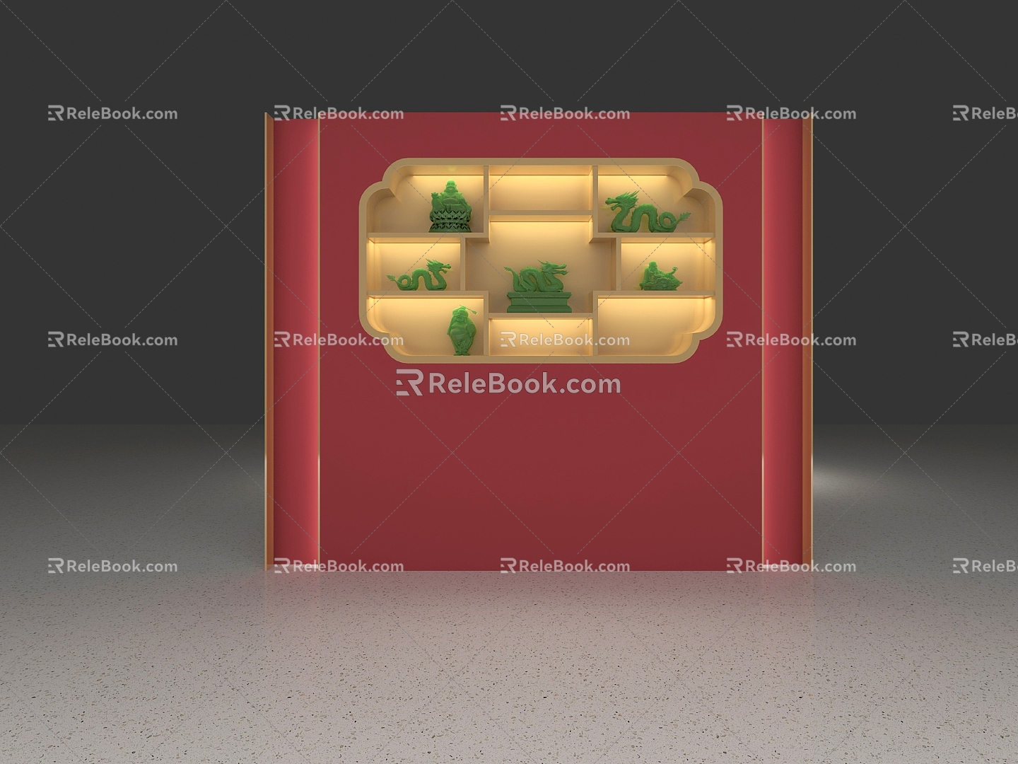 Window Display Wall Jewelry Display Window Jade Display Wall Jade Ornaments Jade Ornaments Dragon 3d model