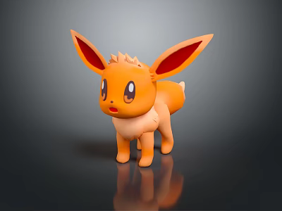 Pokémon Eevee Orange Character With Large Ears 3D Model Cartoon Style 3d model