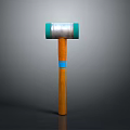 Hammer As Weapon Featuring Silver Head Green Ends And Wooden Handle With Blue Band