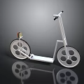 Silver Frame Scooter With Large Wheels Black Handlebar Small Device On Black Reflective Surface