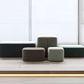 Modern Fabric Ottoman Stools In Multiple Colors For Contemporary Interior Design 3d model