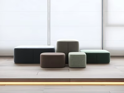 Modern Fabric Ottoman Stools In Multiple Colors For Contemporary Interior Design 3d model