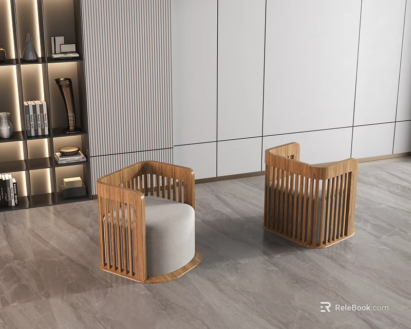 Modern Single Sofa Design With Wooden Frame And White Cushion In Contemporary Living Room 3d model 
