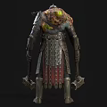 Armored Fantasy Character With Symbiotic Creature Moss And Double Battle Axes