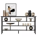 Stylish Storage Shelf With Decorative Vases Bowl Books HOME Decor And Artwork