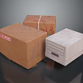 Household Storage Boxes With Brown Cardboard Red Labels And White Drawer Design
