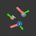 Three Green Electric Angle Grinders In Various Positions For Hardware Tools