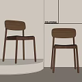 Modern Walnut Dining Chairs With Sleek Design And Leaf Shadow On White Pedestal 3d model