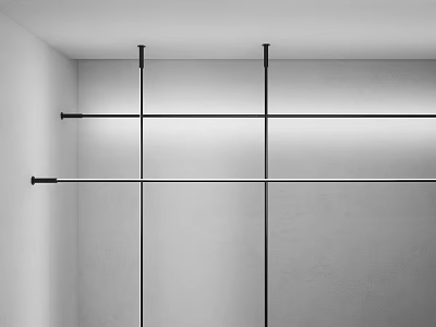 Minimalist Indoor Corner With White Walls And Black Geometric Lines Structure 3d model