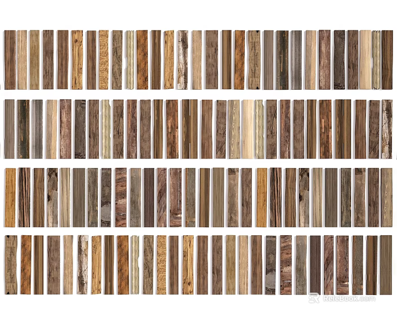 Stone and Wood Material Samples with Various Textures Neatly Arranged 3d model