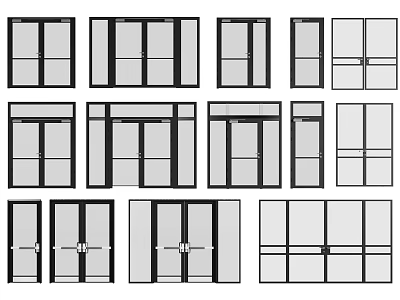 Various Glass Door Designs With Metal Frames For Home Interior And Exterior 3d model