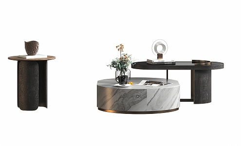 Coffee table side table metal marble mother and child coffee table metal side table corner metal round vase decorative ornaments 3d model