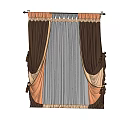 Elegant Brown Gray Beige Curtains with Pleated Top and Draped Sides for Home Decor