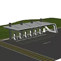 Covered Electric Vehicle Charging Station With Multiple Charging Ports And Green Grass