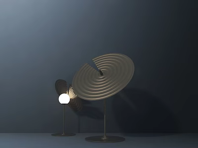 Modern Table Lamps With Spiral Design And Warm Light On Dark Background 3d model