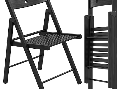 Black Wooden Folding Leisure Chair With Portable Design And Simple Structure 3d model