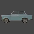 Light Blue Vintage Sedan With Round Headlights And Classic Front Grille Design