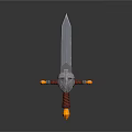 3D Model Sword With Silver Blade Red Hilt And Armor Like Decorative Design 3d model