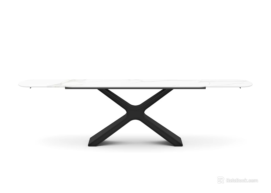 Modern White Dining Table With Black X Shaped Base And Sleek Contemporary Design 3d model 