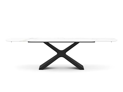 Modern White Dining Table With Black X Shaped Base And Sleek Contemporary Design 3d model