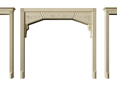 Ornate Carved Cream Door Arch Design With Classical Decorative Elements 3d model