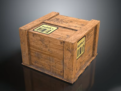 Wooden Storage Box For Household Items With Labeled Design And Sturdy Structure 3d model