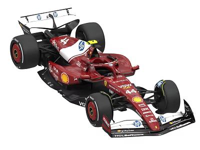 Red Formula 1 Racing Car With Shell Sponsor Logo And Number 44 Design 3d model