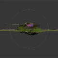 Camouflage And Colorful Graffiti Covered Tank On Grassy Field With Path And Flowers