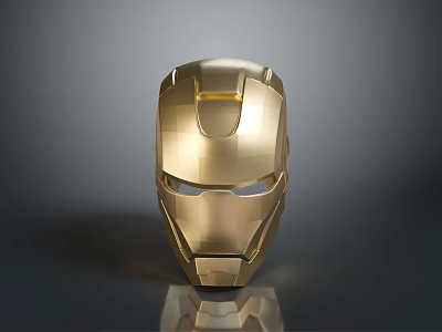 Shiny Gold Iron Man Helmet With Metallic Finish Detailed Design And Sleek Surface 3d model
