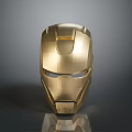 Shiny Gold Iron Man Helmet With Metallic Finish Detailed Design And Sleek Surface